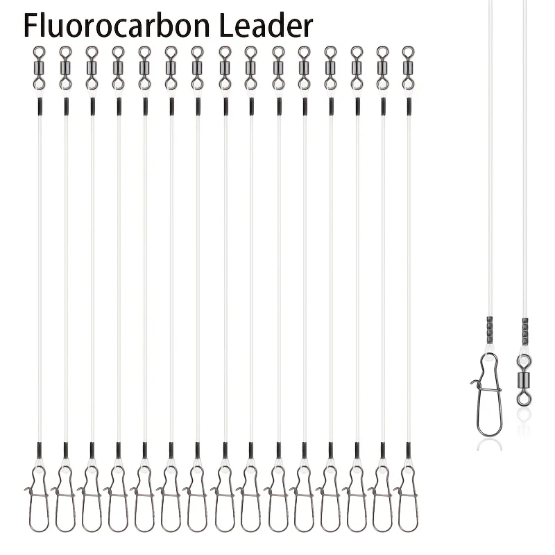 Ice Fishing Tip Up - 15pcs Fluorocarbon Wire Leader for Fishing-Invisible